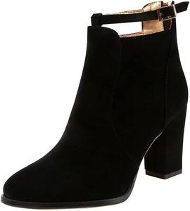 DMBHY Удобные женские ботильоны Челси из замши с массивным каблуком на платформе, зауженный носок, рабочие и повседневные туфли (Цвет: хаки, Размер: 6,5-7 US)