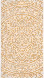 Ковер SAFAVIEH, 61 x 110 см, Washable Rug Outdoor Courtyard Collection - Ivory & Gold, без линьки и простой в уходе, идеально для патио, входной двери, прихожей, придверный ковер (CY8734-56012)