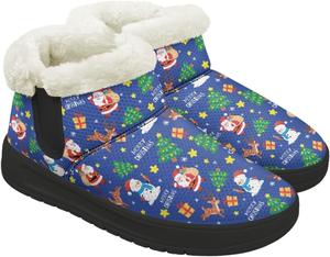 Рождественские ботинки Forchrinse для женщин и мужчин, зимние пушистые снежные ботильоны, удобные теплые короткие ботинки для прогулок, Santa Claus Pattern