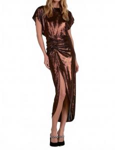 ELAN Платье с короткими рукавами и разрезом, шоколадного цвета