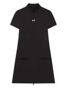 Платье на молнии с короткими рукавами Courrèges, черный