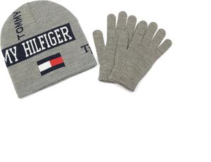 Комплект из шапки и перчаток Tommy Hilfiger для мальчиков с двусторонним логотипом, Medium Grey Heather