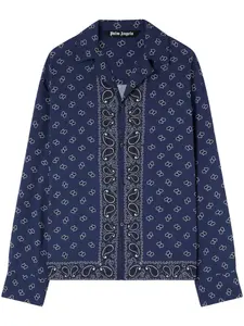 Рубашка с длинными рукавами и принтом пейсли PALM ANGELS, синий