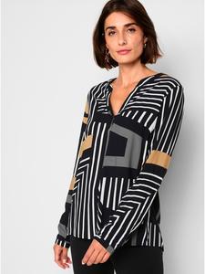 Блузка с принтом черного цвета с принтом цвета верблюжьей шерсти WITT WEIDEN