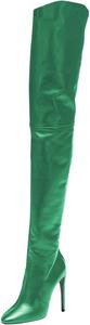 Женские сапоги FSJ с острым носком, на шпильке, выше колена, с боковой молнией, из лакированной кожи, зимние, размеры 4-15 US, Sea Green