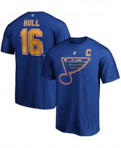 Мужская футболка brett hull blue st. louis blues authentic stack с именем и номером игрока на пенсии Fanatics, синий