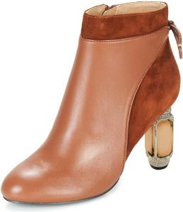 Женские ботильоны FOWT с круглым носком, на высокой устойчивой подошве, украшенные стразами, двухцветные, с боковой молнией, модные праздничные туфли, размеры 4-16 US, Brown