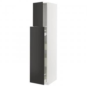Шкаф 1dr/4drw METOD/MAXIMERA IKEA, 40x60x200 см, цвет white/nickebo matt anthracite