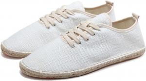 Мужские эспадрильи на шнуровке, повседневные, из парусины, без шнуровки, дышащие, для ходьбы Generic, белый