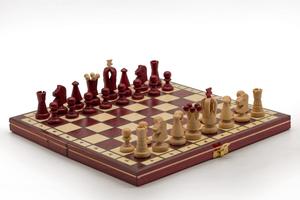 Королевские шахматы, инкрустация, принт вишня/дуб-береза/ НОВЫЙ/производитель Szachy Żurek