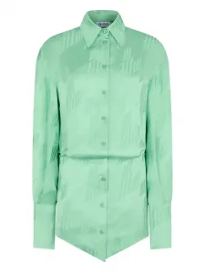 Платье-рубашка с тисненым узором The Attico, зеленый