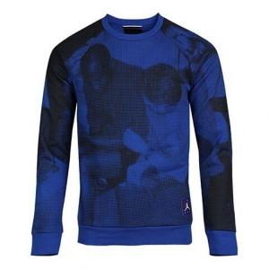 Толстовка Air Jordan Fleece Printing Round Neck Blue, синий
