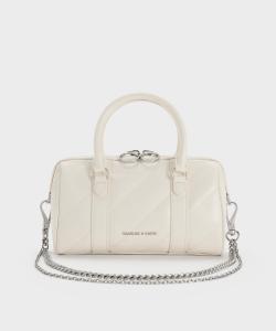 Боулинг-сумка Philomena Panel с цепочкой на ручке Charles & Keith, цвет Cream