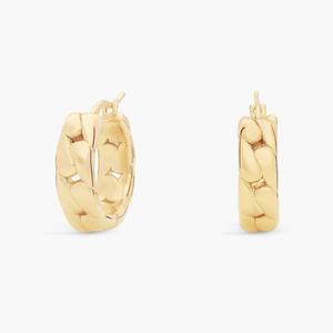 Круглые плетеные серьги Huggies из итальянского желтого золота 14 карат Blue Nile