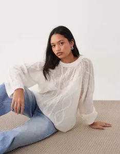 Белый джемпер косой вязки ARKET