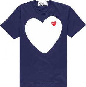 Футболка Comme des Garçons PLAY Solid Heart Logo T-Shirt 'Navy', синий
