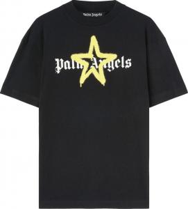 Футболка Palm Angels Star Sprayed Tee 'Black/Yellow', черный