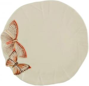 Тарелка обеденная Bordallo Pinheiro Cloudy Butterflies, 28х27,5 см, бежевый