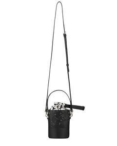 Кожаная сумка-мешок Marimekko Imprint Nano Unikko, черный