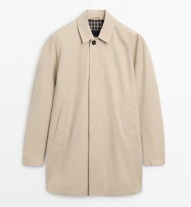 Тренч Massimo Dutti Check Cotton With Interior Detail, бежевый