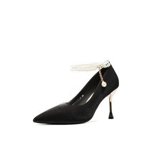 Женские туфли на тонком каблуке и высоком каблуке QITUMAUL, Black[Heel Height 6.5Cm]