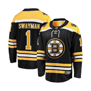 Мужская фирменная футболка jeremy swayman black boston bruins 2017/18 home breakaway, копия джерси Fanatics, черный