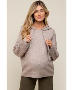 Свитер с капюшоном из смешанной вязки для беременных Pinkblush, Taupe