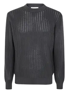 Джемпер с круглым вырезом и ажурной вязкой Filippo De Laurentiis, зеленый