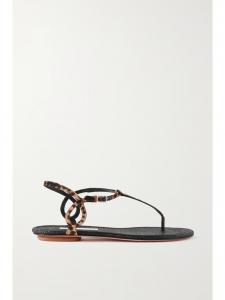 Босоножки Почти Bare из телячьей шерсти с леопардовым принтом Aquazzura, леопардовый принт