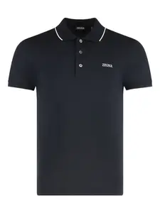 Поло из хлопка с контрастной отделкой Zegna, зеленый