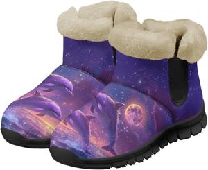 Женские ботильоны и полусапожки Highland Cow зимние теплые пушистые снежные ботинки повседневная обувь босиком размеры 6-12 Pointodoor, Dolphin