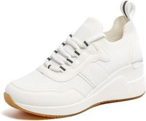 Женские кроссовки на платформе Cestfini - теннисные кроссовки на танкетке, нескользящие модные кроссовки для женщин, 173-White
