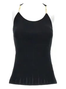 Топ в рубчик с цепочкой Elisabetta Franchi, черный