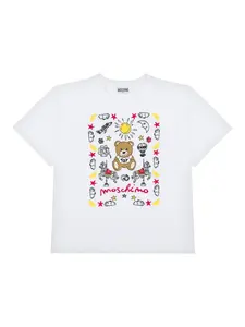 Футболка с вышитым логотипом Moschino Kids, белый