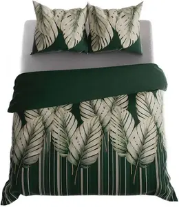 Комплект постельного белья Тропикана 220x200 см - хлопковый сатин, узор Экзотические листья