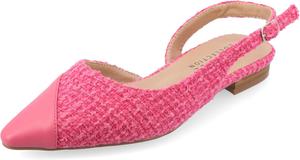 Женские туфли-слингбек Journee с пряжкой, твидовые, на устойчивом каблуке, закрытый носок, с комфортной пеной, модель Daphnne Journee Collection, розовый