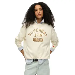 Толстовка Superdry Embellished Varsity Loose, бежевый