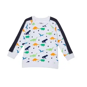 Детский свитер Chaser Dino, белый, с графическим принтом, эластичный, с круглым вырезом, GBO166