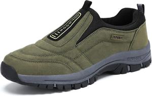 Мужские водонепроницаемые походные туфли, легкие, противоскользящие, дышащие кроссовки, низкие ботинки для ходьбы, обувь без шнурков для мужчин, размеры 5.5-12.5 Generic, зеленый