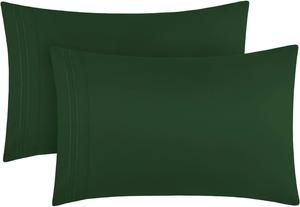 Mellanni Наволочки, комплект из 2 штук, размер 51x76 см, застежка-конверт, роскошные, очень мягкие, охлаждающие, изумрудно-зеленый цвет
