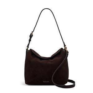 Сумка-саквояж City Road из замши среднего размера с клапаном Radley, Dark Oak