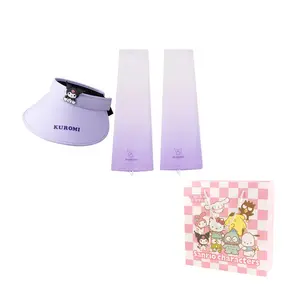 Sanrio Куломская панама из полиамида унисекс, Kuromi Visor Sun Protection Hat+Cooling Arm Sleeves