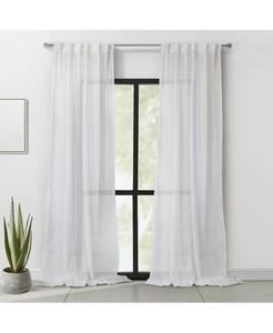 Полупрозрачные шторы из ткани с неоднородной текстурой Аликанте с двойным верхом для украшения любого жилого пространства Habitat, White