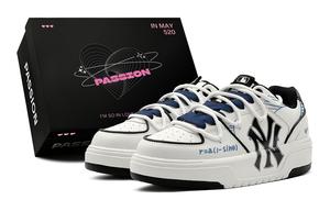 Кроссовки MLB Chunky Liner Skateboarding Shoes Unisex Low-top White, голубой