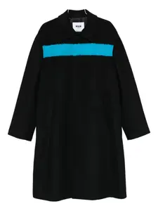 Однобортное пальто с полосатыми деталями Msgm, черный
