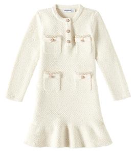 Трикотажное платье с пайетками Self-Portrait Kids, кремовый