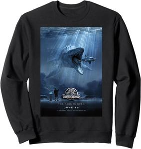 Толстовка с постером к фильму «Мир юрского периода» с изображением мозазавра, черная, размер S Jurassic World