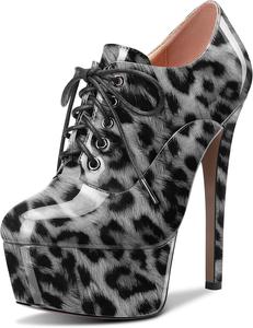 Женские ботильоны HEUIVZAR с коротким голенищем, высокой шпилькой, закрытым носком, лакированные, на шнуровке, каблук 15 см, Multicolor 12