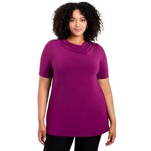 Женский топ с капюшоном и коротким рукавом, plus size Avenue, Deep Berry