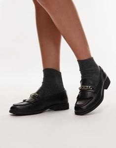 Кожаные мокасины Tommy Hilfiger с цепочкой черного цвета